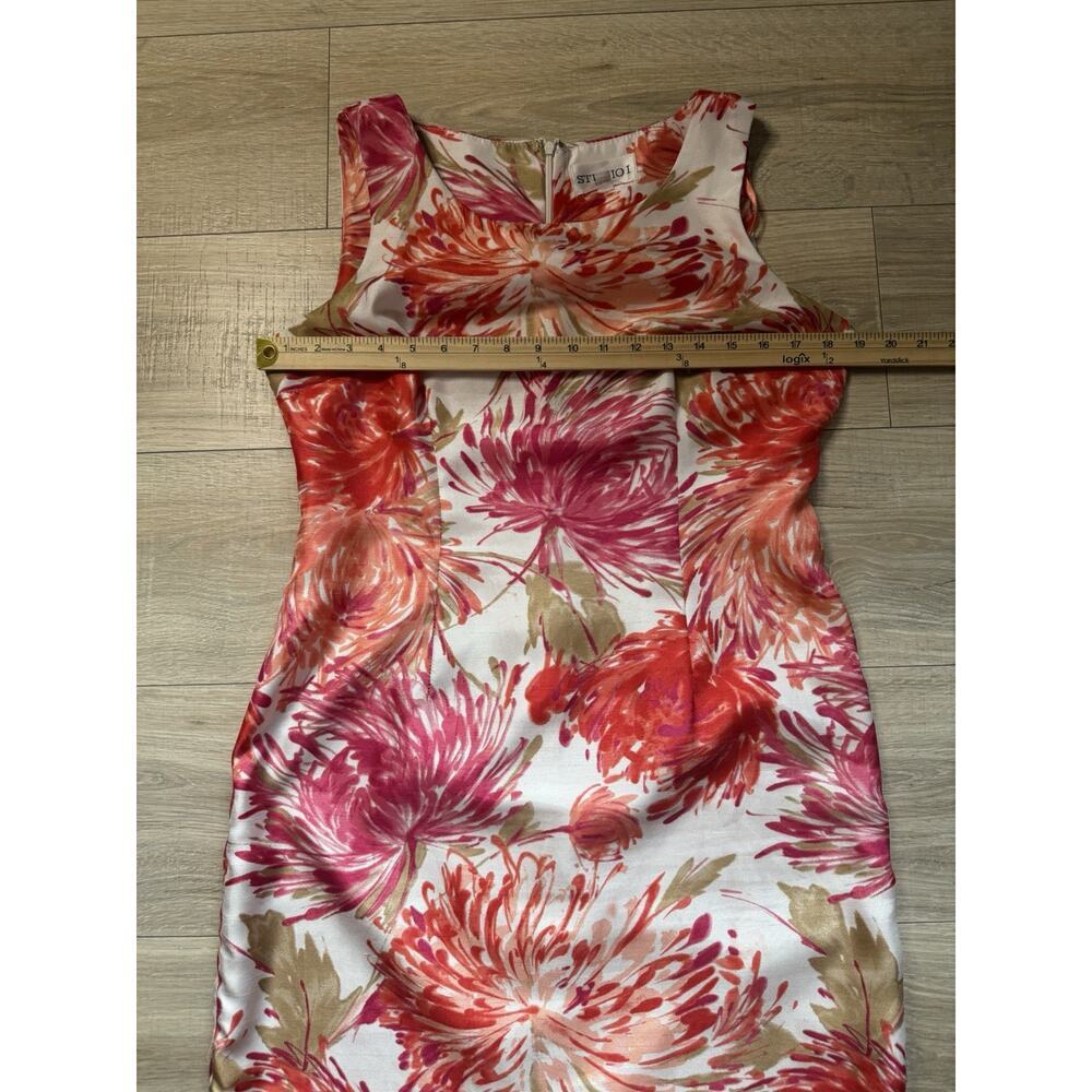 Studio I Coral Floral Sheath Dress Size 10 - Picture 8 of 10